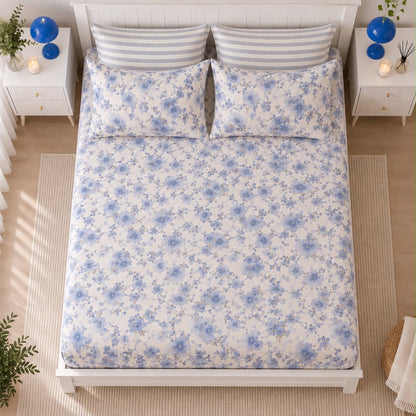 Lilac Bloom bedsheet with matching pillow covers