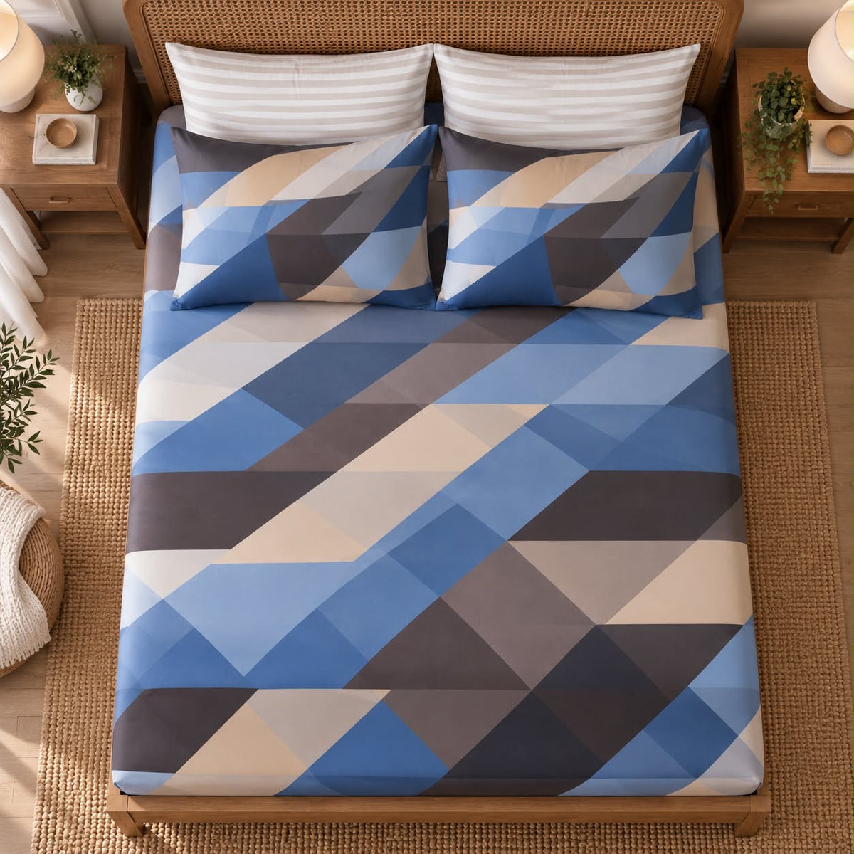 Geometric Grace bedsheet with matching pillow covers
