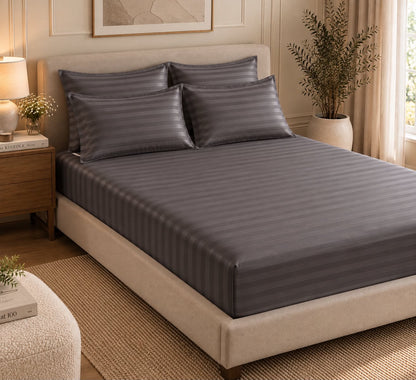 Charcoal Luxe queen size bedsheet set in charcoal