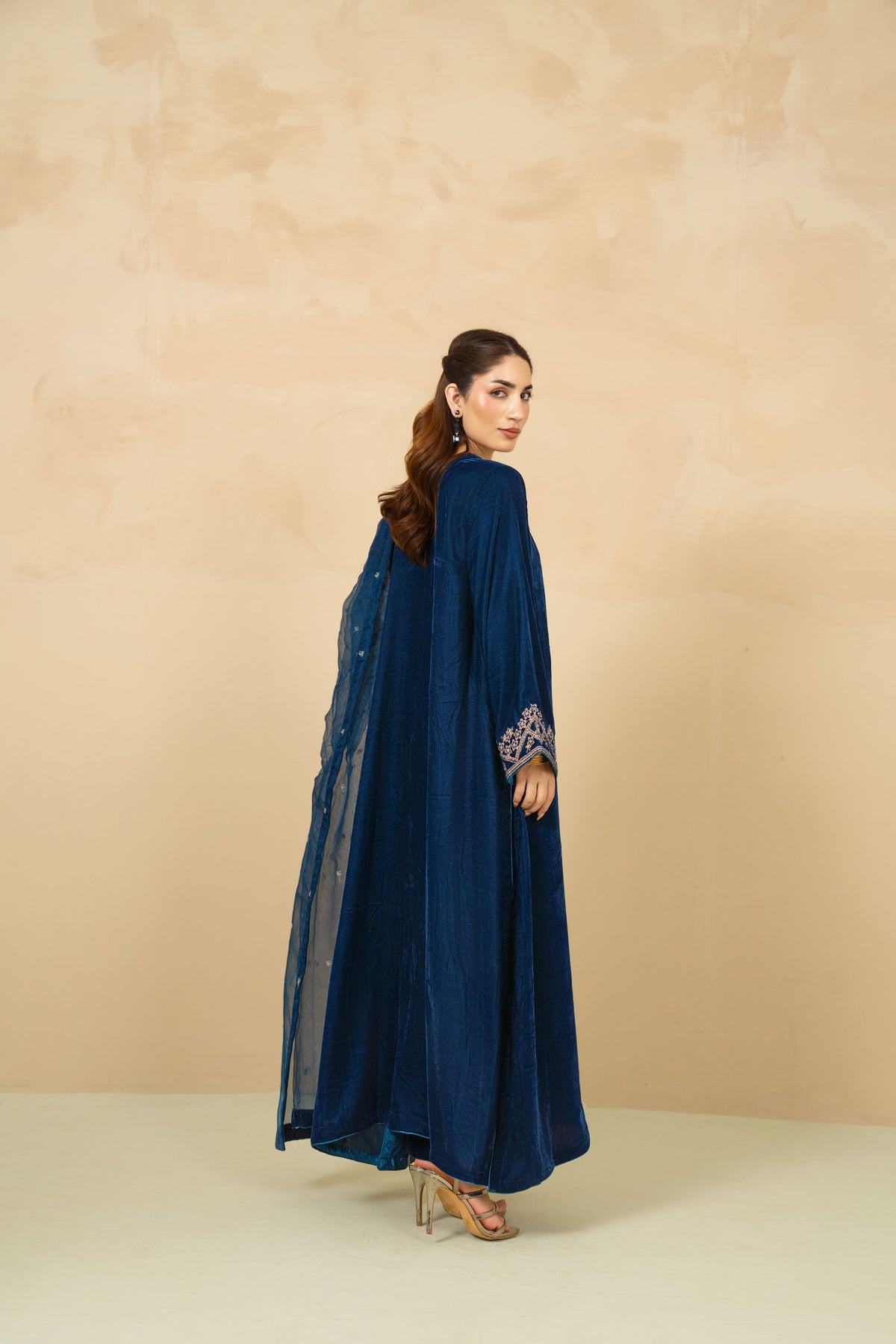 Teal blue velvet 3 piece by Tiraz