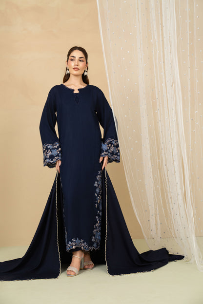 Moonstone navy blue embroidered marina styled look