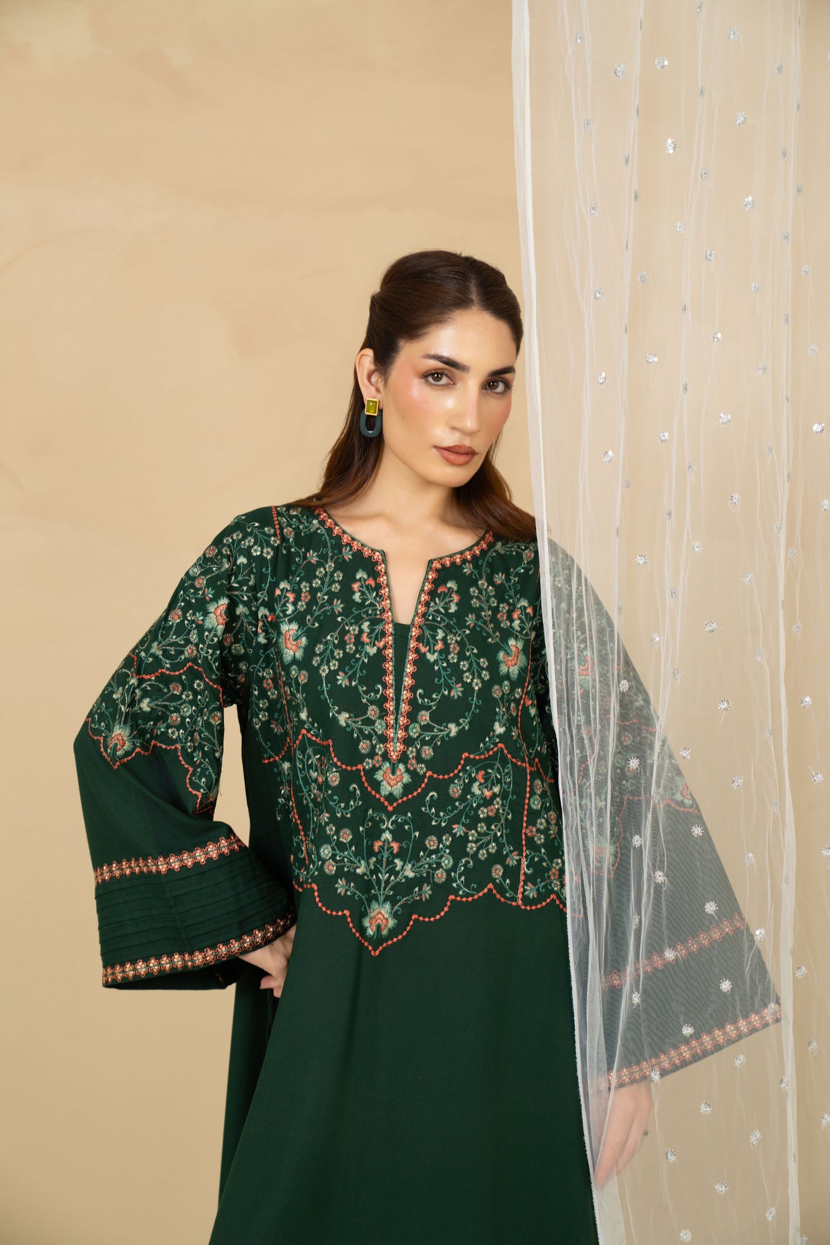 Emerald bottle green suit styled look