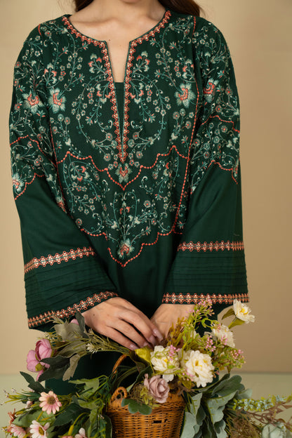 Emerald bottle green A-line silhouette
