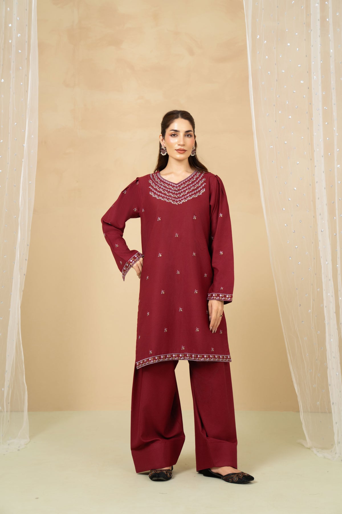 Rosey dull pink marina stitched 2 piece suit