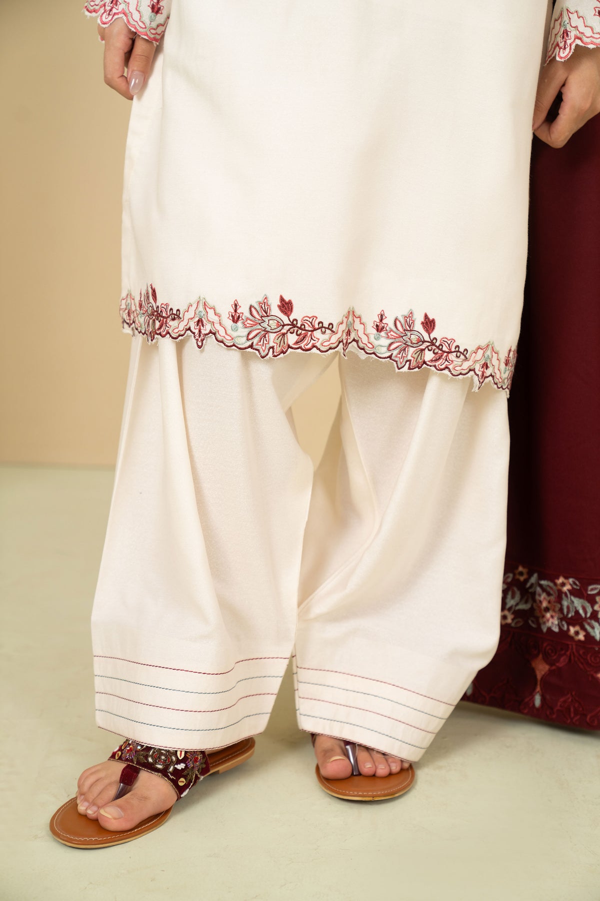 Moonlight stitched ivory three piece full look