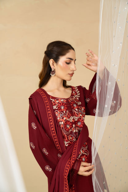 Garnet embroidered marina shawl detail