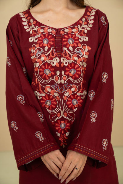 Garnet maroon farshi shalwar detail