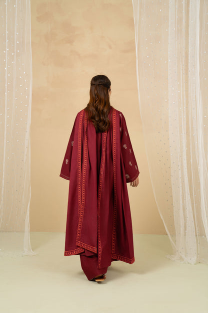 Garnet stitched maroon three piece full look