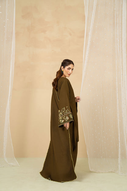 Olive marina farshi shalwar 3 piece by Tiraz