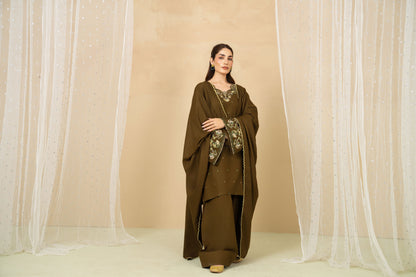 Moss matching olive shawl detail