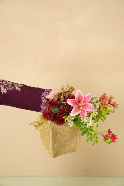 Mulberry plum embroidered marina styled look