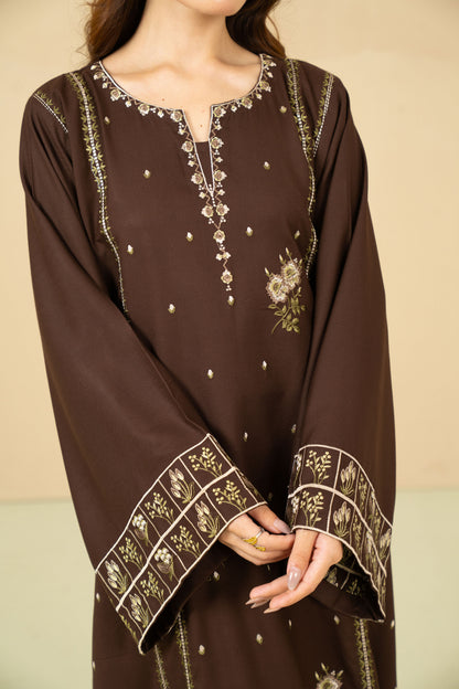 Cocoa stitched brown three piece full look
