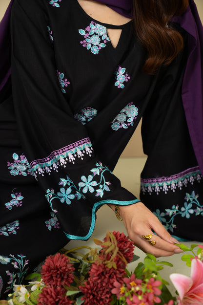 Noir black farshi shalwar detail