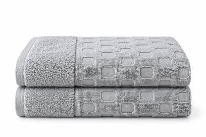 Grey box towel folded, cotton terry