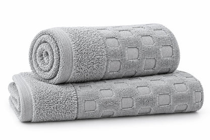 Grey box weave 100% cotton terry bath towel, 600 GSM