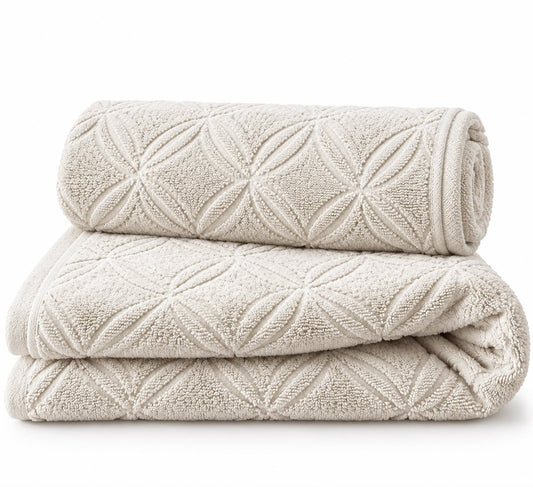 Creamy beige 100% cotton terry bath towel, 600 GSM