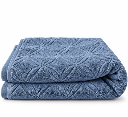 Dusty blue towel folded, cotton terry
