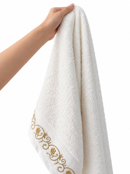 White and gold towel border detail