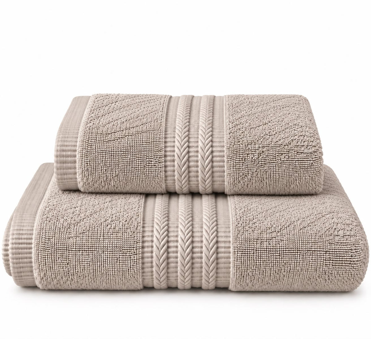 Stone grey towel folded, cotton terry