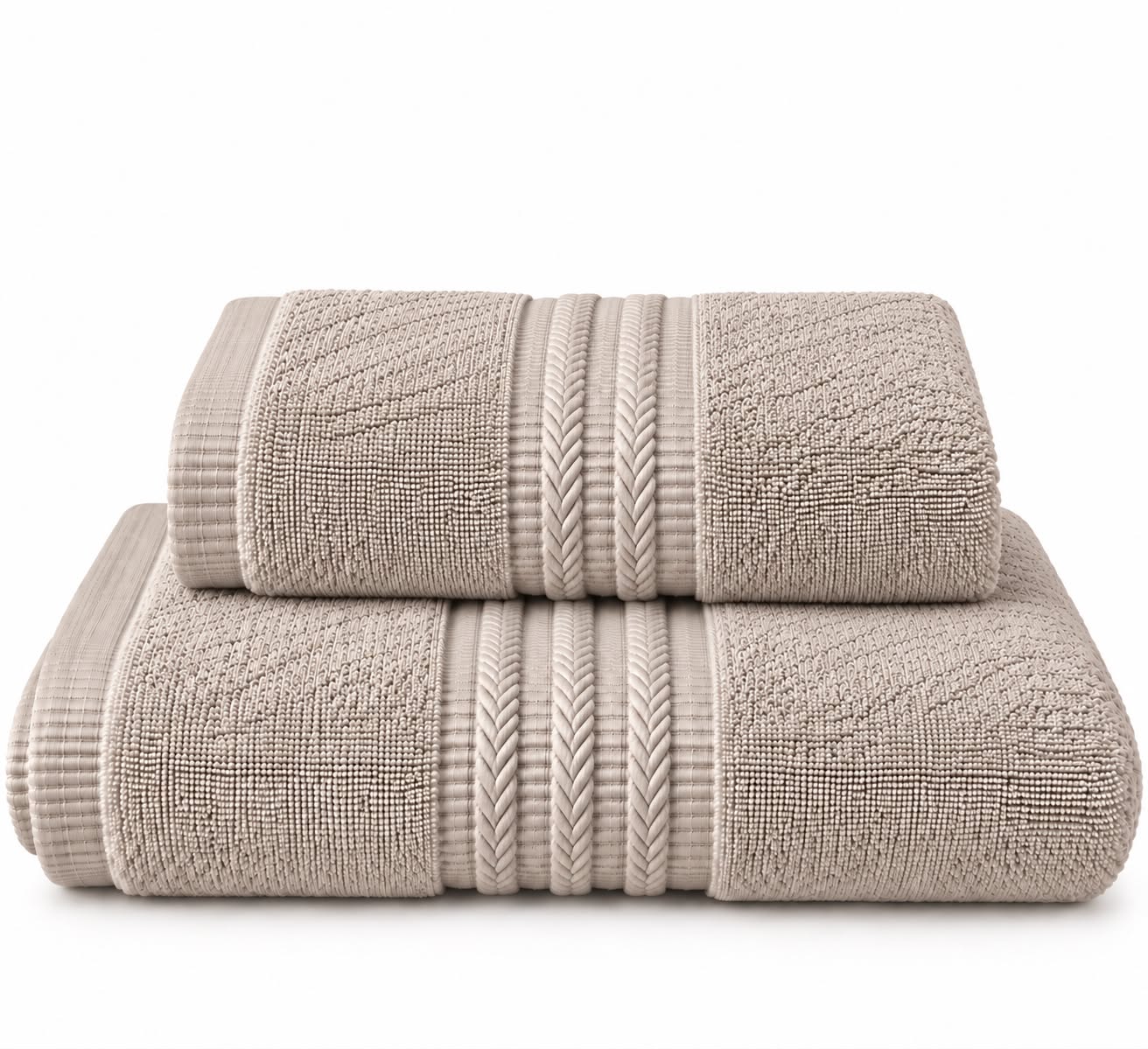 Stone grey towel folded, cotton terry