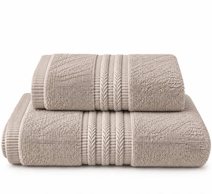 Stone grey towel folded, cotton terry