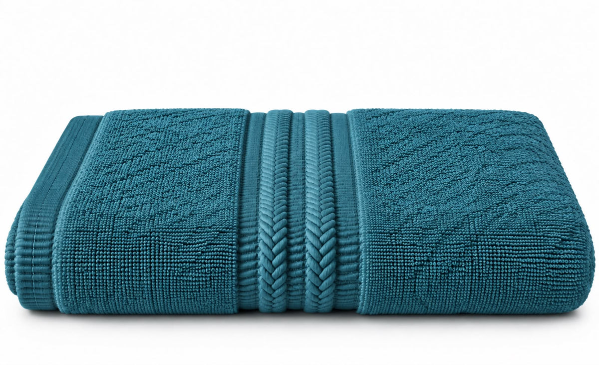 Turquoise bath towel by Tiraz Homes