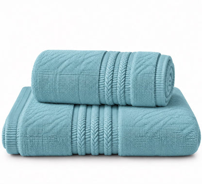Lagoon blue 100% cotton terry bath towel, 600 GSM