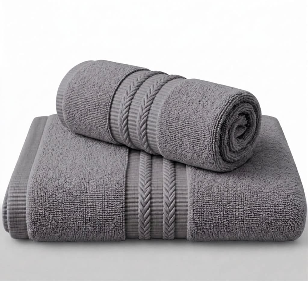 Charcoal 100% cotton terry bath towel, 600 GSM