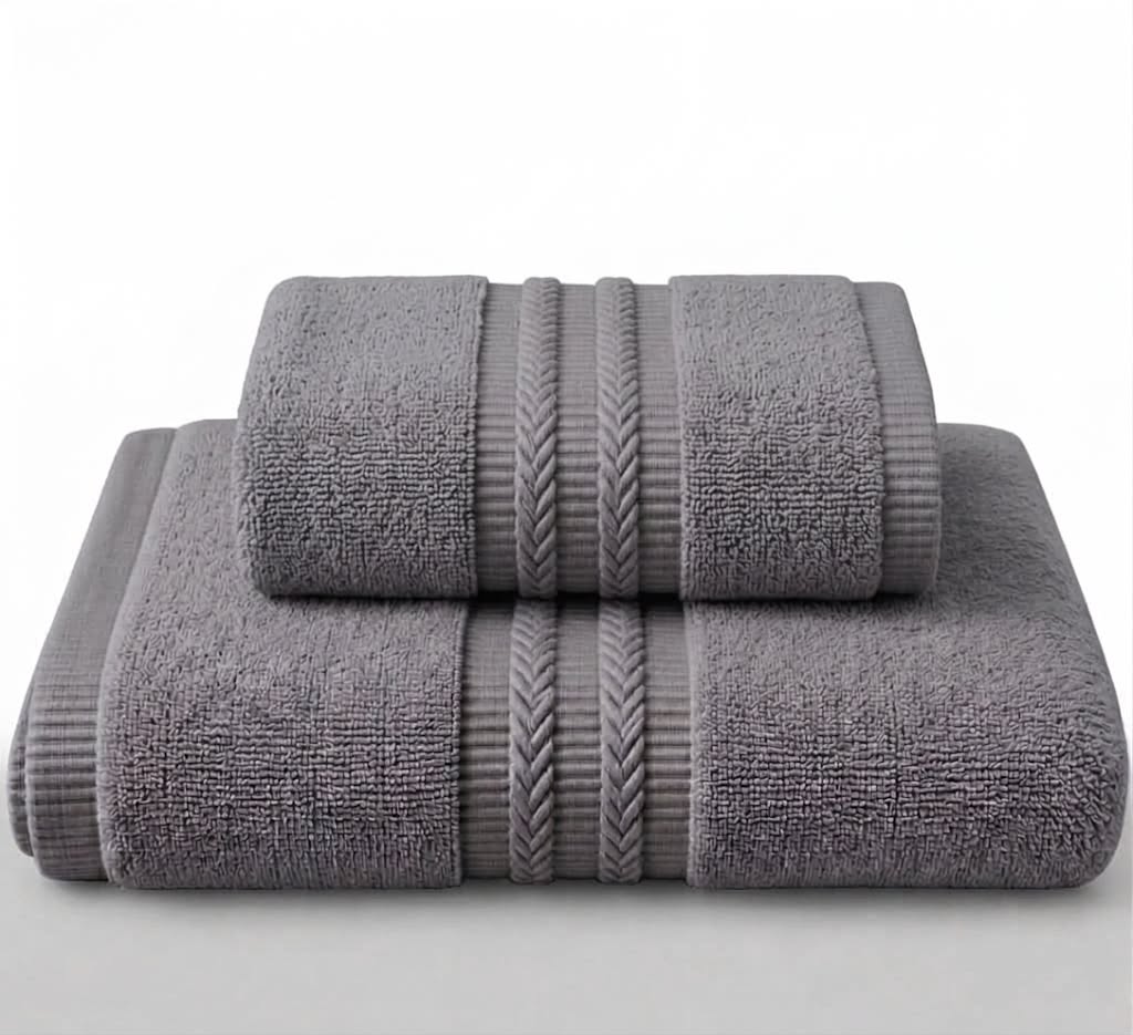 Charcoal towel folded, cotton terry