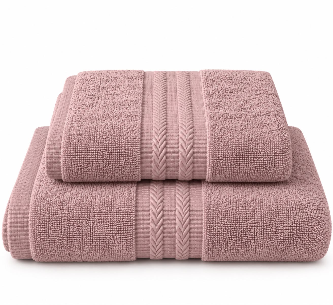 Tea pink towel folded, cotton terry