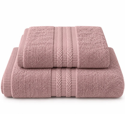 Tea pink towel folded, cotton terry