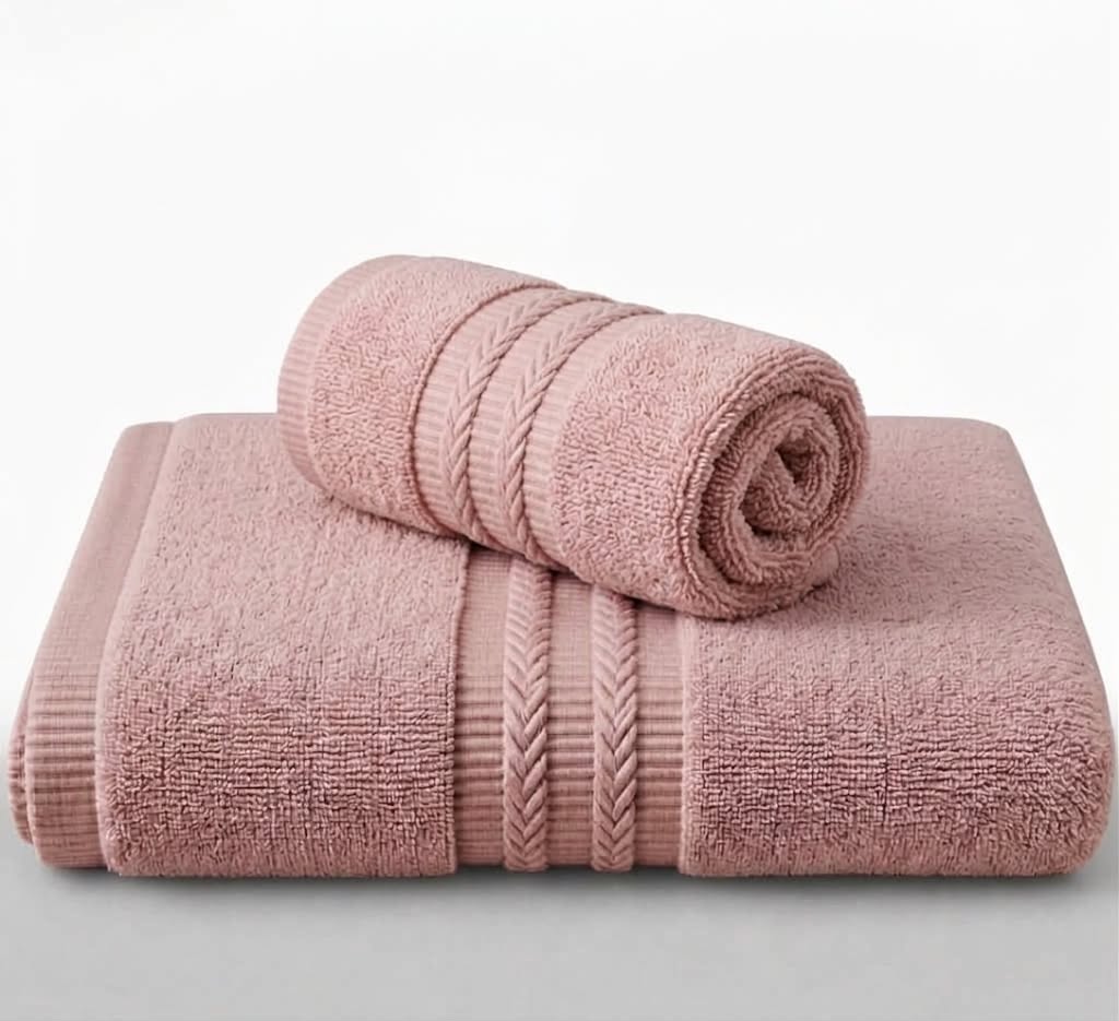 Tea pink 100% cotton terry bath towel, 600 GSM