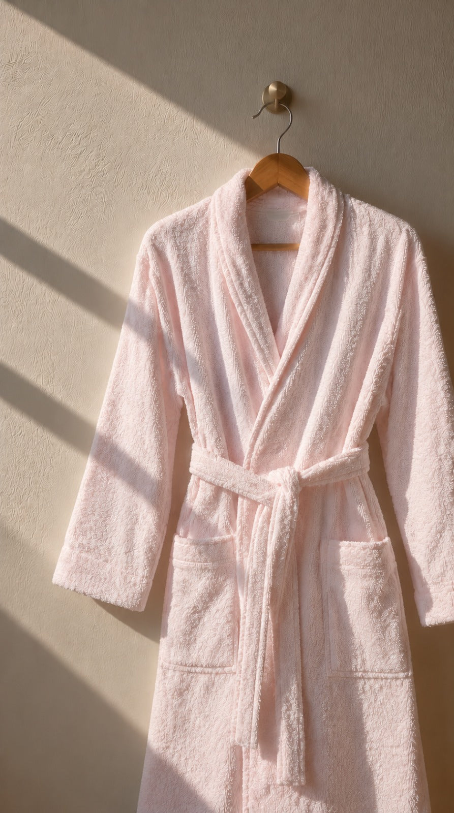 Tea pink bathrobe fabric texture detail