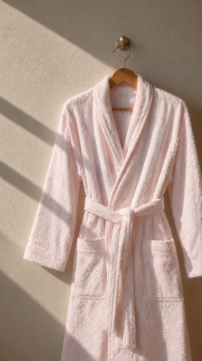 Tea pink bathrobe fabric texture detail