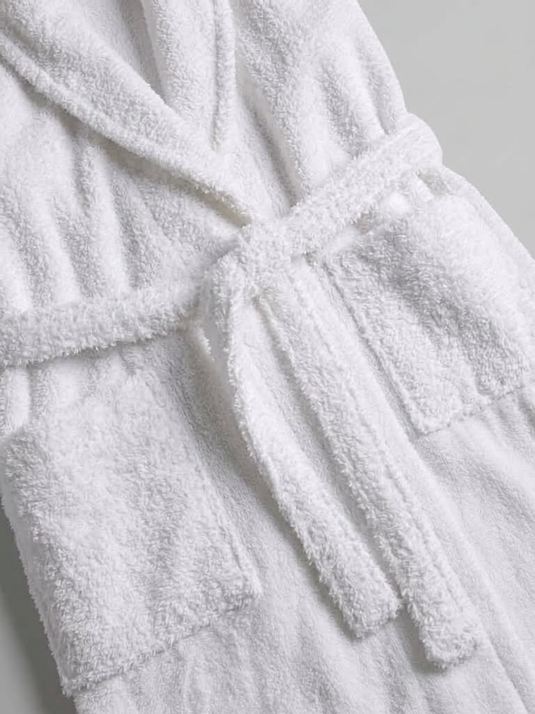 White bathrobe for adults in 100% cotton terry