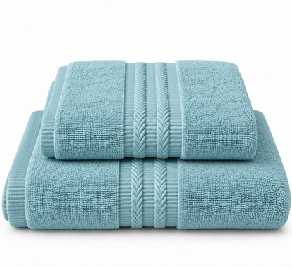 Lagoon blue towel folded, cotton terry