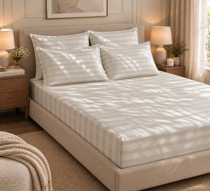 Ivory Pearl queen size bedsheet set in ivory